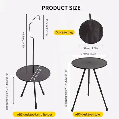 Portable Round Camping Table with Adjustable Legs