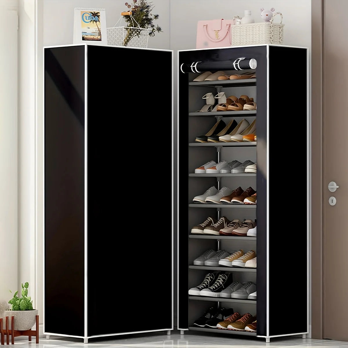 Multi-layered shoe cabinet rack