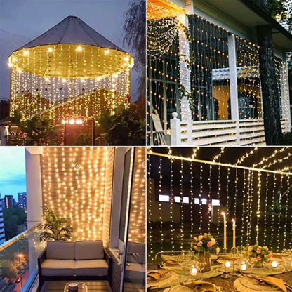 3M Solar Fairy Garland Curtain String Lights